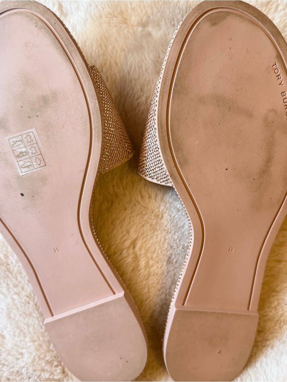 Tory Burch Rose Gold Crystal Slide Sandals - Picture 2 of 2